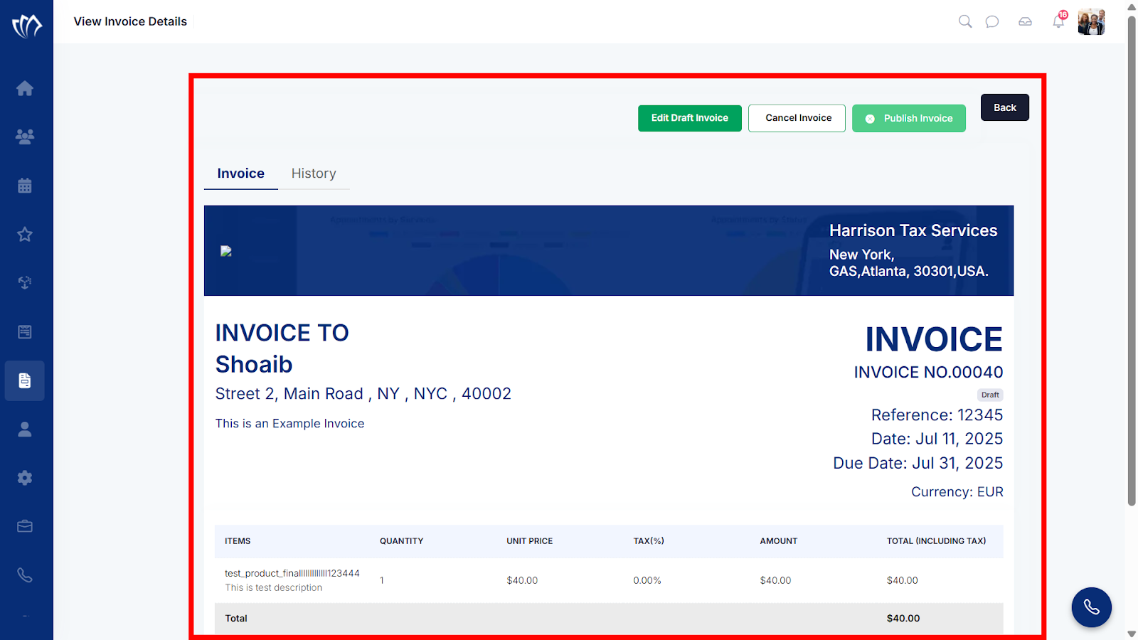 View Invoice Details