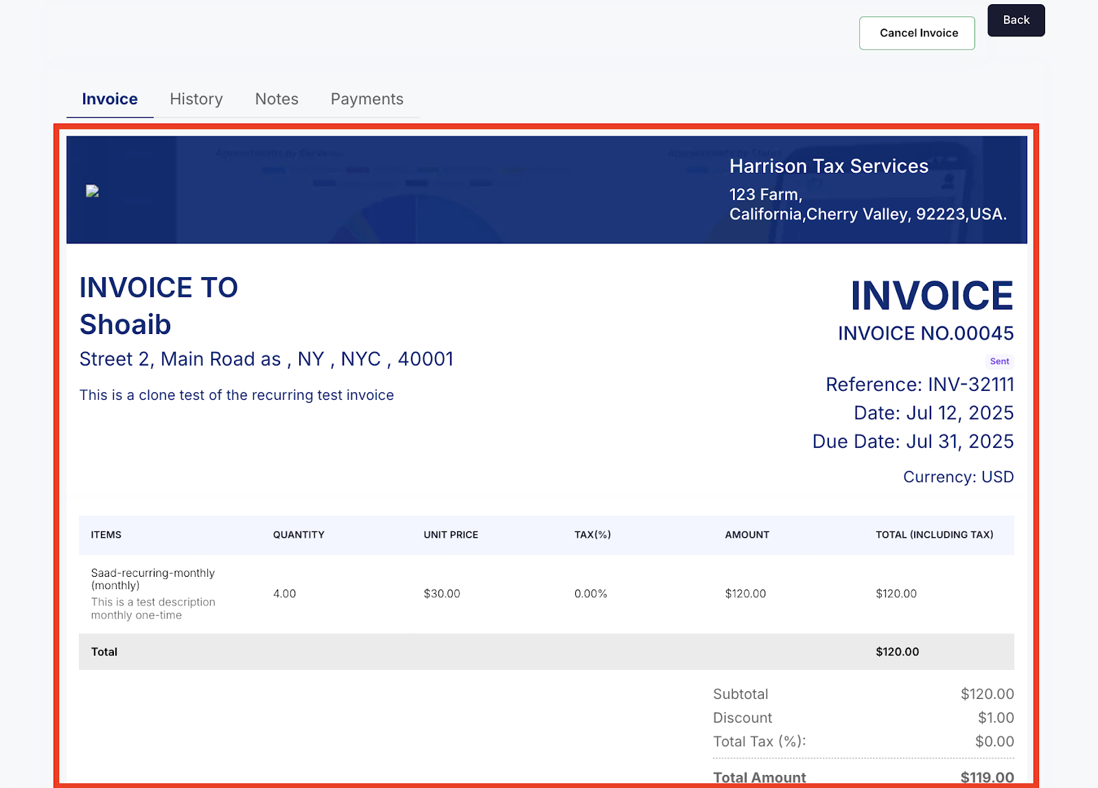 Invoice Details